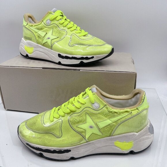 Golden Goose Running Sole Canvas PVC Toe Spur Yellow Sneakers Mens EU 41 US 8 - Picture 1 of 14